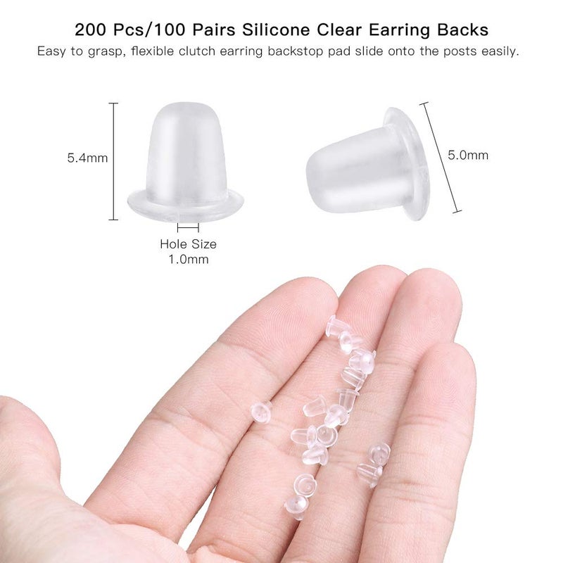 Lhedon 200 PCS/100Pairs 925 Sterling Silver and Gold Earring Hooks,Hypo-allergenic Fish Earring Hooks Earwires for DIY Jewelry Making Supplies with 200 PCS Soft Silicone Earring Backs - Image 4